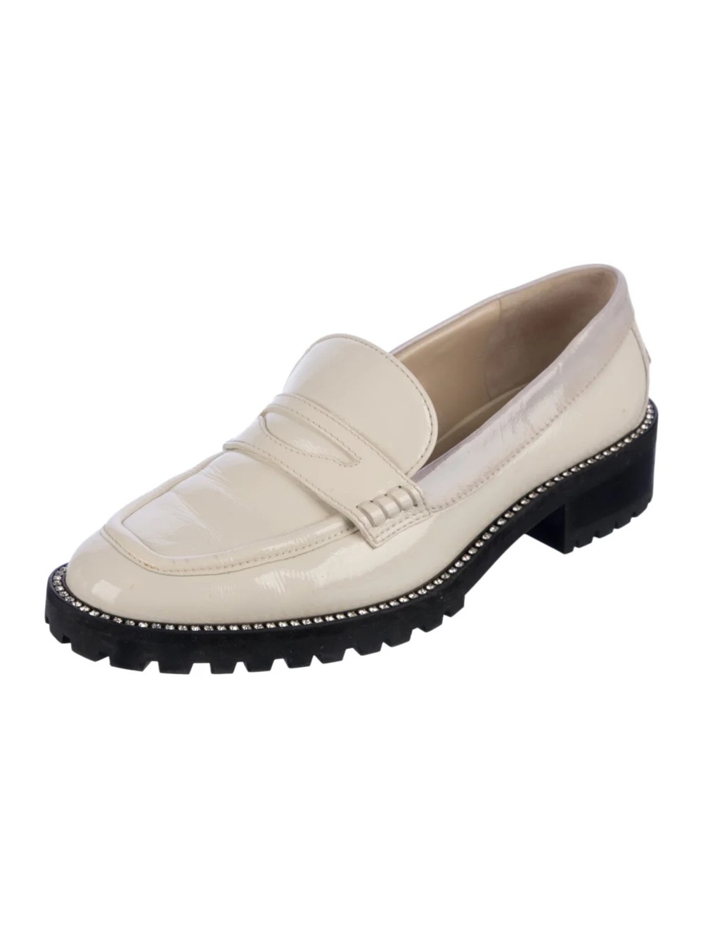 Jimmy Choo Patent Leather Crystal Loafers in Vanilla